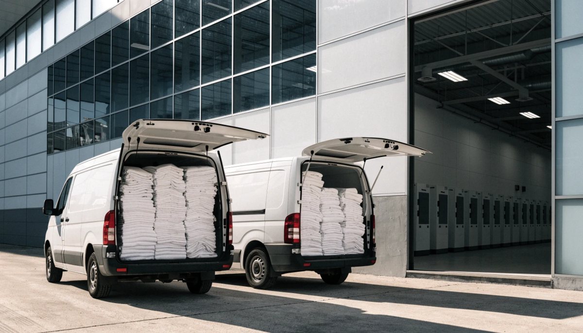 Camionetas de reparto cargadas de blancos